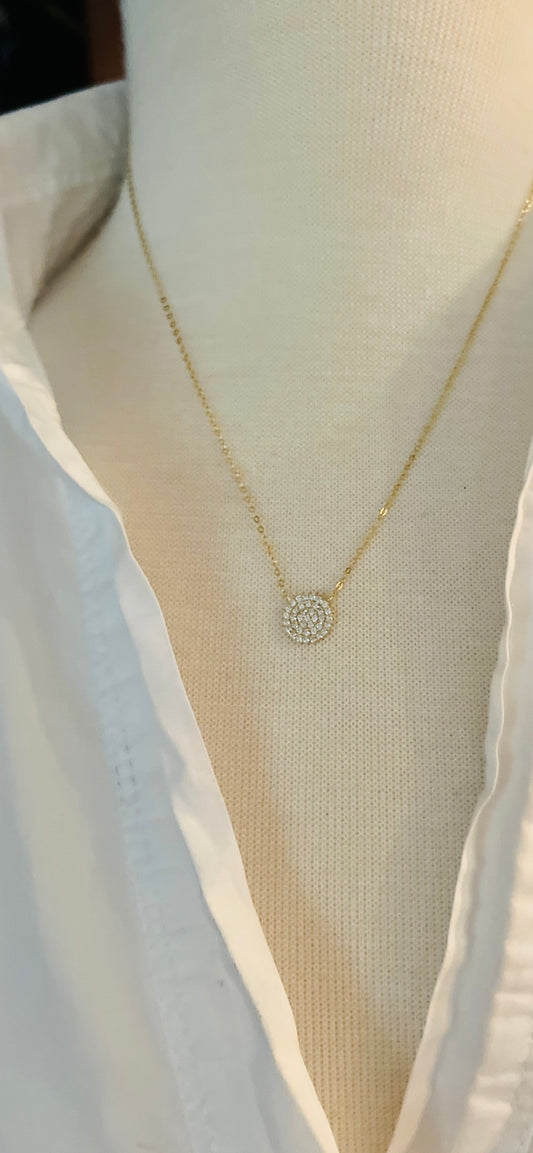 Pave Circle Pendant Necklace